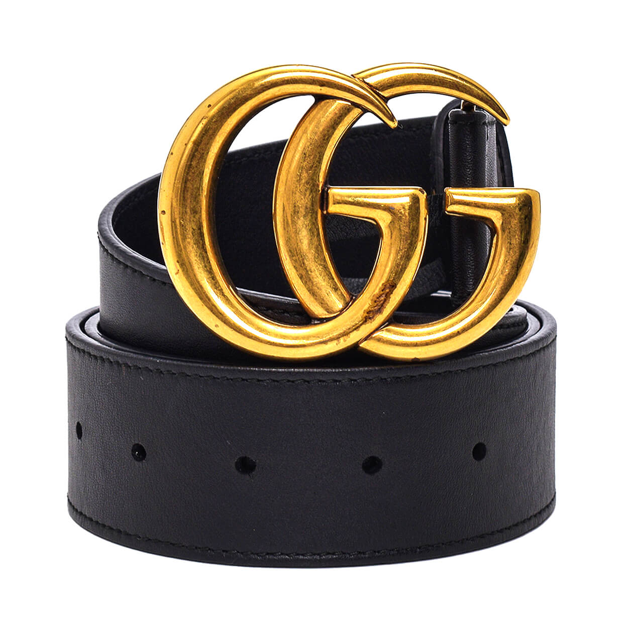 Gucci - Black Leather GG Buckle Belt